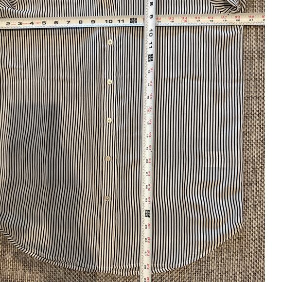 EVERLANE The Must-Have Shirt in 100% Washable Silk Black Micro-stripe 6 Preppy - Picture 8 of 8